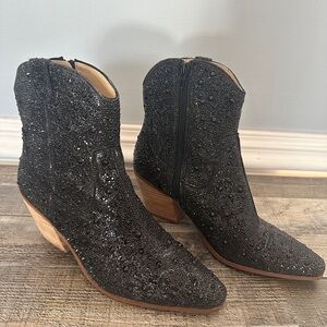 Betsey Johnson Black Sparkle Ankle Booties